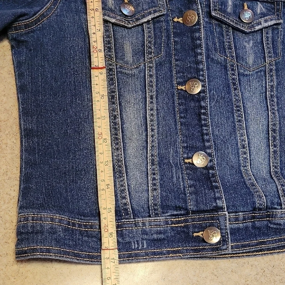 The Children's Place Blue Denim Jacket Size 10/12 Cotton Stretch